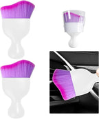 2 PCS Car Detailing Brush, Curved Soft Bristles Auto Removal Dust Collectors, Universal Vehicle Dashboard, Air Conditioner Vents etc Interior Cleaning Tool Accessory (White/Purple)