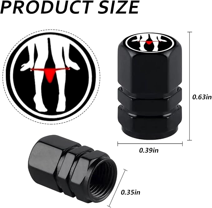 4Pack Funny Tire Valve Caps Universal Tire Air Cap Valves Stem Covers | Aluminum Alloy Rust-Proof Valve Stem Caps, for Auto SUV Truck Motorcycle Bicycle, Funny Gifts for Women Men Drivers