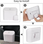 Car Trash Can with Lid, Vehicle Dustbin Garbage Organizer Holder with One Roll Bag, Mini Leakproof Storage Bin for Auto, SUV, Office (White)