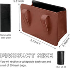 Yourkar Car Trash Can, Foldable Waterproof Leather Car Garbage Organizer Holder, Automotive Mini Dustbin Container with One Roll Trash Bag, Universal Interior Car Accessories (Brown)