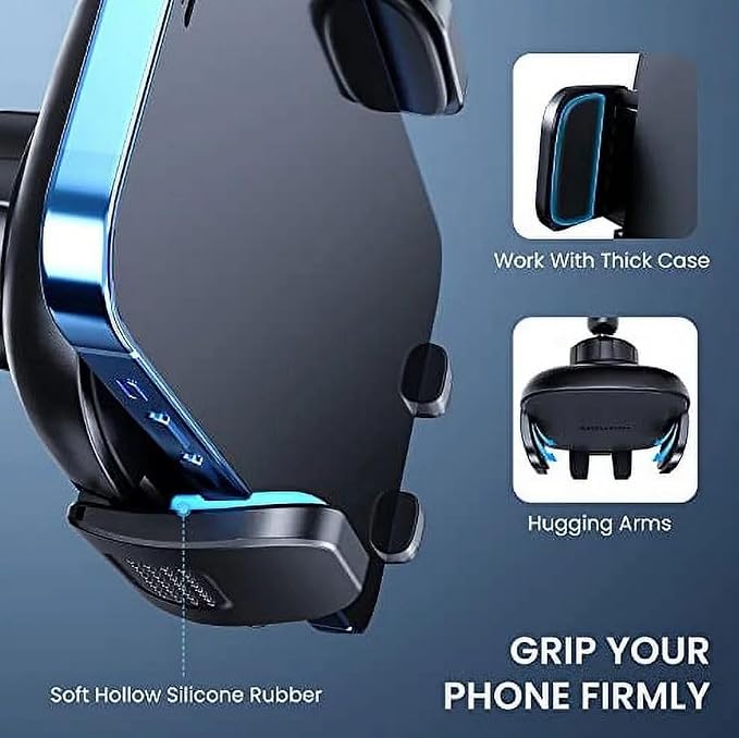 Cell Phone Holder for Car Phone Mount Long Arm Dashboard Windshield Car Phone Holder Anti-Shake Stabilizer Phone Car Holder Compatible with All Phone Android Smartphone, Black