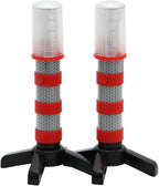 LED Safety Strobe Road Warning Light, Set of 2 | Emergency Roadside Flares Kit, Highway Beacon Alert Flare, Magnetic Base, Detachable Stand, Solid Storage Case