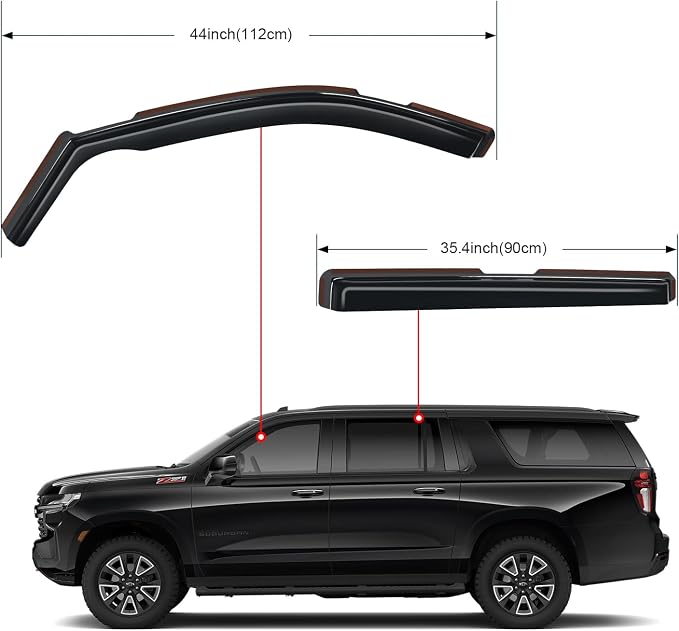 in Channel Rain Guards for Chevy Suburban 2021-2026 Side Window Deflectors Window Visors for Fresh Air in Rain, Highway Wind Noise Reduction, Car Wash Safe, 4PCS