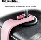 Car Seat Headrest Hook, 4PCS Vehicle Seat Back Hanger Storage Organizer for Handbag Purse Coat, Auto Interior Headrest Hook, Universal for SUV Automobile Truck (Pink)