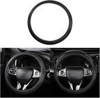 Car Steering Wheel Cover, Microfiber Breathable Ice Silk Leather Steering Wheel Cover Soft Anti-Slip Safety, 15inch Four Season Universal Fits for Most Truck,SUV,Cars (Black Ice Silk)