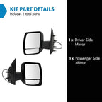 Driver and Passenger Side Mirror Assembly Set Power Textured Black Compatible with 2012-2021 Nissan NV2500 2012-2021 Nissan NV3500
