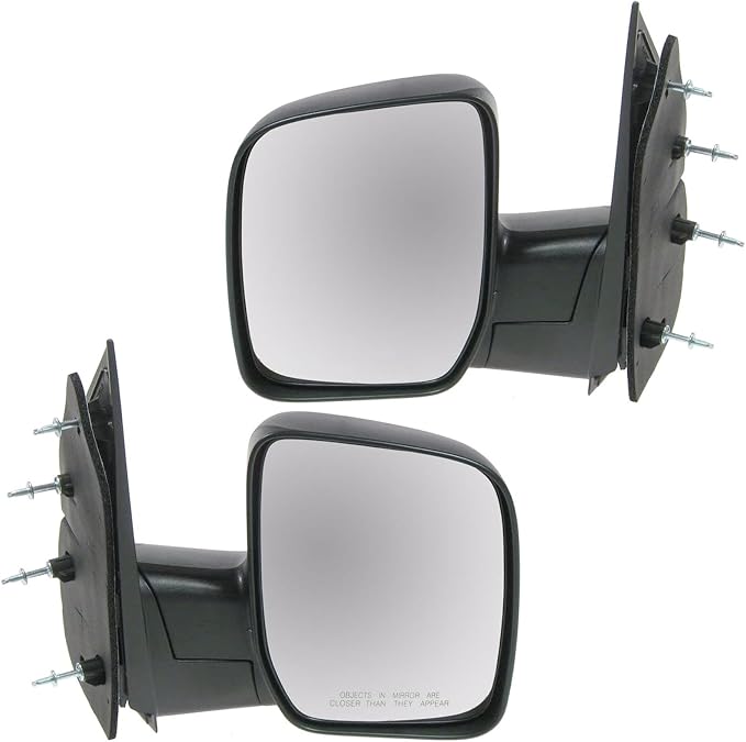 2 Piece Driver and Passenger Side Mirror Assembly Set Manual Adjustment Non-Heated No Memory Textured Compatible with 2007-2008 Ford E150 E250 E350 Super Duty E450 Super Duty FO1320337 FO1321337