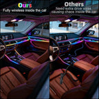 Acrylic Interior Car LED Strip Light with Wireless APP, RGB 18 in 1 with 175 inches 593 LEDs Fiber Optic Ambient Lighting Kits, 16 Million Colors Sound Active Function Car Neon Lights