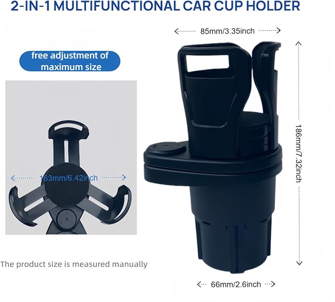 Car Cup Holder Expander，VIVURA 2-in-1 Multifunctional Car Cup Holder, Dual Cup Storage, Compatible with Hydro Flask, Yeti, Nalgene, 32/40 oz Large Bottle Drink Cups