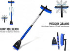 Snow Brush and Ice Scrapers for Car Windshield, 360° Pivoting Brush Head Detachable Snow Scrapers with Ergonomic Foam Grip;36inch Extendable Snow Brushs for SUV and truck SUV,Blue,Car Accessories