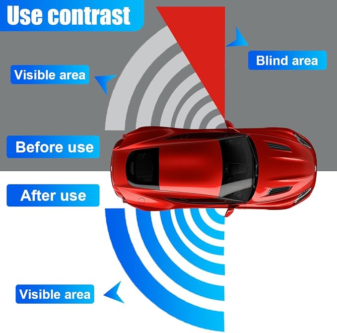 2PCS Blind Spot Car Mirror - HD Glass Framed Convex Car Side Mirror Blindspot - Up&Down Adjustable Wide-Angle Rear View Auxiliary Mirrors with Self Adhesive for Cars SUVs Trucks(Rectangular)