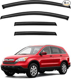 Window Visors for 2007-2011 Honda CR-V CRV, Rain Guards Shields Vent Deflector Shade Dark Smoke 2008 2009 2010, Tape-On, 4PCS