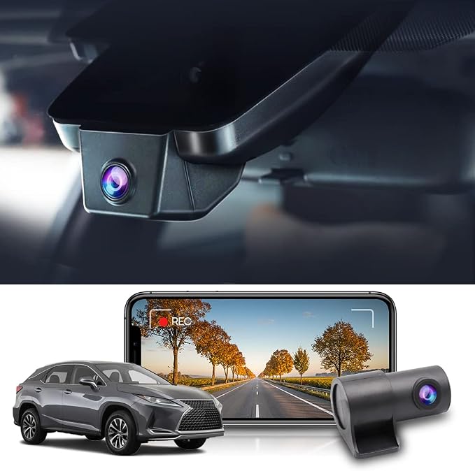 4K Dual Dash Cam Suitable for Lexus RX 2016 2017 2018 2019 2020 2021 2022 RX350 450h F Sport Luxury, OEM Style, Front 2160P Rear 1080P Video, Loop Recording WiFi, Parking Mode, 128GB Card