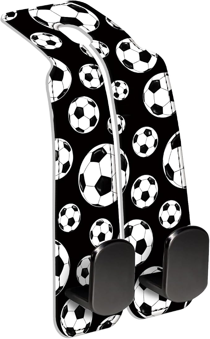 Car Seat Back Storage Hook, Funny Car Purse Hook, Cute Vehicle Storage Organizer for Purses Handbags Soccer Ball Pattern