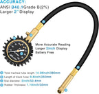 Tire Pressure Gauge 100PSI Heavy Duty Large 2" Glow Dial ANSI B40.1 Certified Air Chucks Accurate Reading with Extended Hose for Truck Semi Truck ATV Motorhome Cars & RV Accessories