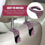 2 Pack Car Hooks, Bling Rhinestones Crystal Hooks, Auto Seat Back Organizers, Car Decorations Backseat Hanger, Car Seat Hooks Perfect for Holding Handbags, Clothes, Purses and Water Bottles