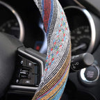 Blue Woven Saddle Blanket Steering Wheel Cover for Cars SUV Van Truck Auto - Driver Grip 15 inch