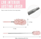 2 PCS Car Interior Duster with Extension Pole, Stretchable Chenille Vehicle Dusters with Bendable Head, Scratch Free Dusters Soft Cleaning Tool for Car Exterior & Interior (Pink)