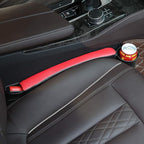 2 Prices Car Seat Gap Filler Pad PU Leather Console Side Pocket Organizer and one Cup for Cellphone Wallet Coin Key (Black+Red)
