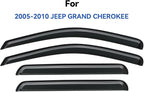 Window Visors Rain Guards Shield for 2005-2010 Jeep Grand Cherokee, Out-Channel Window Vent Wind Deflectors Visors Shades for 05-10 Grand Cherokee