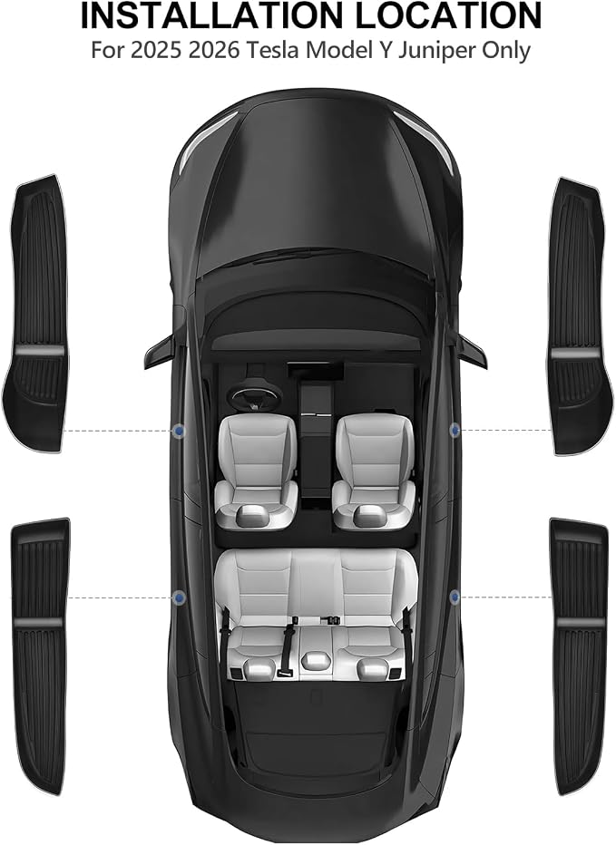 4Pcs Door Side Storage Box for Tesla Model Y Juniper 2025 2026 Front & Rear TPE Car Door Organizer Tray Anti Slip Easy to Clean Car Interior Accessories