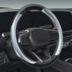 Leather Steering Wheel Cover for Chevy Silverado 1500 2500 3500, 14.5-15 inches Car Steering Wheel Cover with Non-Slip Breathable (Bright Silver)