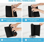 AIDEA Microfiber Cleaning Cloth Roll 55 Sheets, Black Microfiber Towels for Cars, Shop Rags Washable, Cleaning Rags Reusable Paper Towels for Automotive, Workshops, House, Cleaning Supplies 11×9"