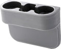 YoRise Car Cup Holder, PU Leather Automotive Cup Drink Holder, Car Seat Gap Filler Storage Box, Multifunctional Front Seat Organizer, Cell Mobile Phone Holder, Coin Bucket (Gray)