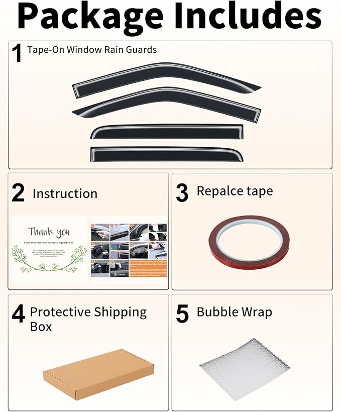 Full Size Window Rain Guards Fit for Ford F150 2015-2026 SuperCrew & 2017-2026 Raptor/F-250/F-350/F-450/F-550 Super Duty SuperCrew Rain Guards Window Deflectors Vent Visors Shades