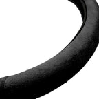 Ergonomic Leather Grip Steering Wheel Cover - Soft Plush Memory Foam Grip for Standard Size Wheels 14.5-15 inch Black