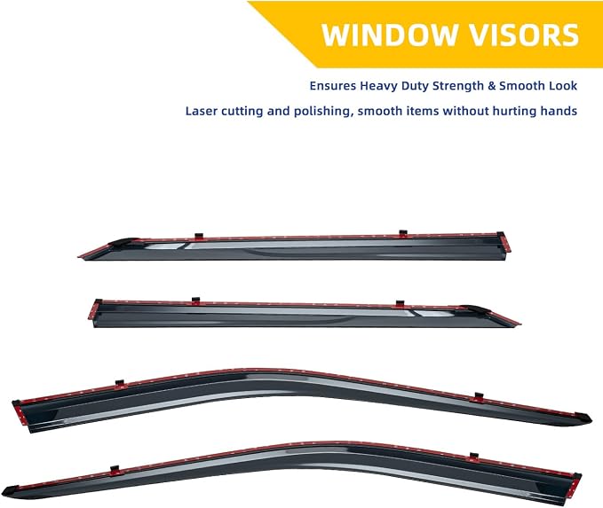 4pcs Window Visors Compatible with 2020-2025 Explorer Smoke Tint with Chrome Trim Outside Mount Tape On/Clip On Style PVC Sun Rain Guard Vent