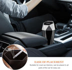 Car Trash Can with Lid, Diamond Design Leakproof Vehicle Cup Holder Garbage Can, Waterproof Trash Bin Mini Portable Garbage Organizer for Cars Homes Offices Bedrooms (Silver)