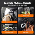 Car Seat Headrest Hook, Double Fur Leather Seat Back Hanger, Universal Headrest Organizer for Purses Bags Coats Umbrellas Grocery (2pcs)