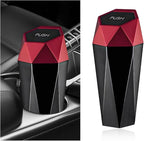 Car Trash Can with Lid, Diamond Design Leakproof Vehicle Cup Holder Garbage Can, Waterproof Trash Bin Mini Portable Garbage Organizer for Cars Homes Offices Bedrooms (Red)