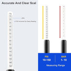 UHARBOUR Dual Head Tire Pressure Gauge 10-150PSI, Heavy Duty Semi Truck Tire Pressure Gauge 1-10 Bar, Air Pressure Gauge for Tires Extended Tube for Semi Truck, RV, Car, Motorcycle(Pack of 2)