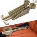 YoRise 2PCS Dual Slot Car Seat Gap Filler Organizer, Multifunctional Car Side Seat Gap Guard Spacer with Cup Holder, Universal Auto Storage Accessories for Preventing Items Falling Out (Beige)