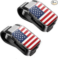 2 Pack Sunglasses Holder for Car, One-Handed-Operation Visor Sunglass Holder Clip, Easy Access Storage for Driving,Universal Fits (Black-US Logo)