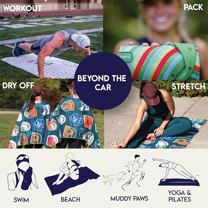 Athletic Running Towel, Full-Sized, Car Seat Cover - Performance Microfiber (Nightfall Grizzly)