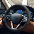15 Inch Leather Car Steering Wheel Cover for SUV, Truck, Blackline | Anti-Slip Breathable Automotive Steering Wheel Protector, Universal Heat Resistant Vehicle Interior Accessories