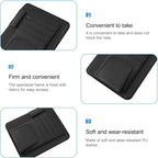 Car Sun Visor Organizer, PU Leather Vehicle Visor Document Storage Pocket for Sunglass Card Pen, Multifunctional Automotive Interior Holder Accessories, Universal Fit (Carbon Black)