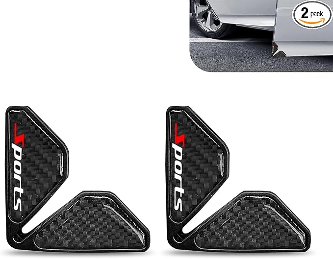 2PCS Car Door Corner Guards, Carbon Fiber Car Door Edge Protector, Anti-Collision Anti-Scratch Soft Plastic Doors Corner Protective Cover, Universal for Most Vehicle, Car, Truck (Black-Sport)
