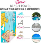 Barbie Super Soft Cotton Bath/Pool/Beach Towel, Barbiecore 58 in x 28 in, (Official Barbie Product) By