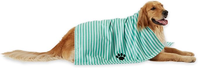 Pet Grooming Towel Collection Absorbent Microfiber X-Large, 41x23.5", Striped Aqua