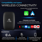 AI Box Lite Flex – Wireless CarPlay & Android Auto Adapter with Selectable Streaming Apps (Netflix, Hulu, Disney+, Prime Video & More) – Plug & Play, Touchscreen Required