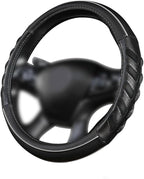 car Steering Wheel Cover Faux Leather Massage Universal fit 3D Honeycomb Hole Anti-Slip Sporty 15 Inches (Grey Black)