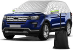 Half Car Cover for XL SUV Sunroof & Windshield Cover for Ice and Snow, All Weather Vehicle Body Cover for Sun, Rain, Dust（157"x59"）