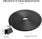 U Shape Rubber Seal Car Edge Trim, Automotive Door Protector, No Glue Required, Universal for Most Cars, Black/10FT
