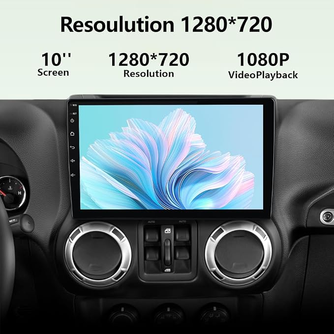 Car Radio Stereo for Jeep Wrangler JK 2007-2018 Dodge Ram 1500 2500, 4Core 64GB with CarPlay Android Auto
