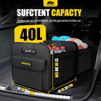 Car Trunk Organizer - Split Design Collapsible Small Trunk Organizer with Reinforced Handles for Groceries, Car Storage Organizers for SUV Auto Truck Van with Non Slip Bottom (Black, 2Pack)