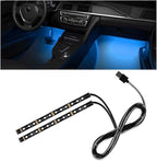 Wevdn Car Interior LED Strip Light, 12V 24 LED Waterproof Neon Ambient Night Light with USB Port, Automotive Atmosphere Decorative Under Dash Lighting Kit, Car Accessories (Ice Blue)